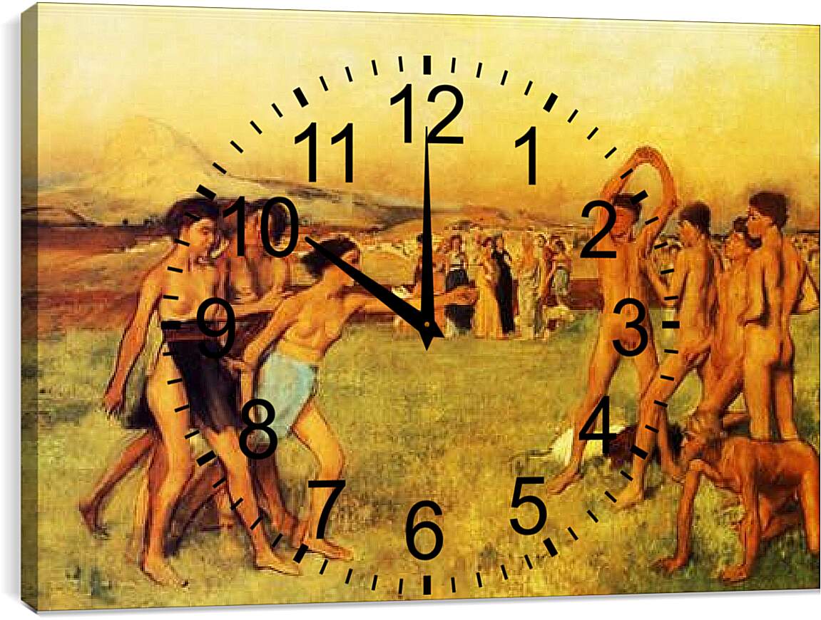 Часы картина - Petites filles spartiates provoquant des garcons. Эдгар Дега
