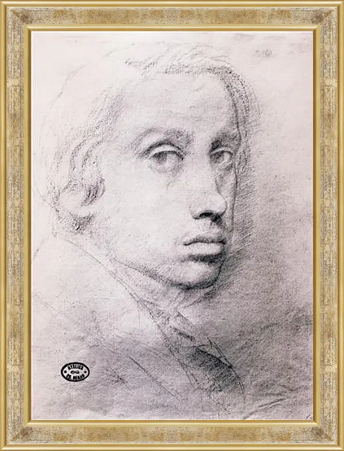 Картина в раме - Etude pour un autoportrait  Dessin Sanguine. Эдгар Дега