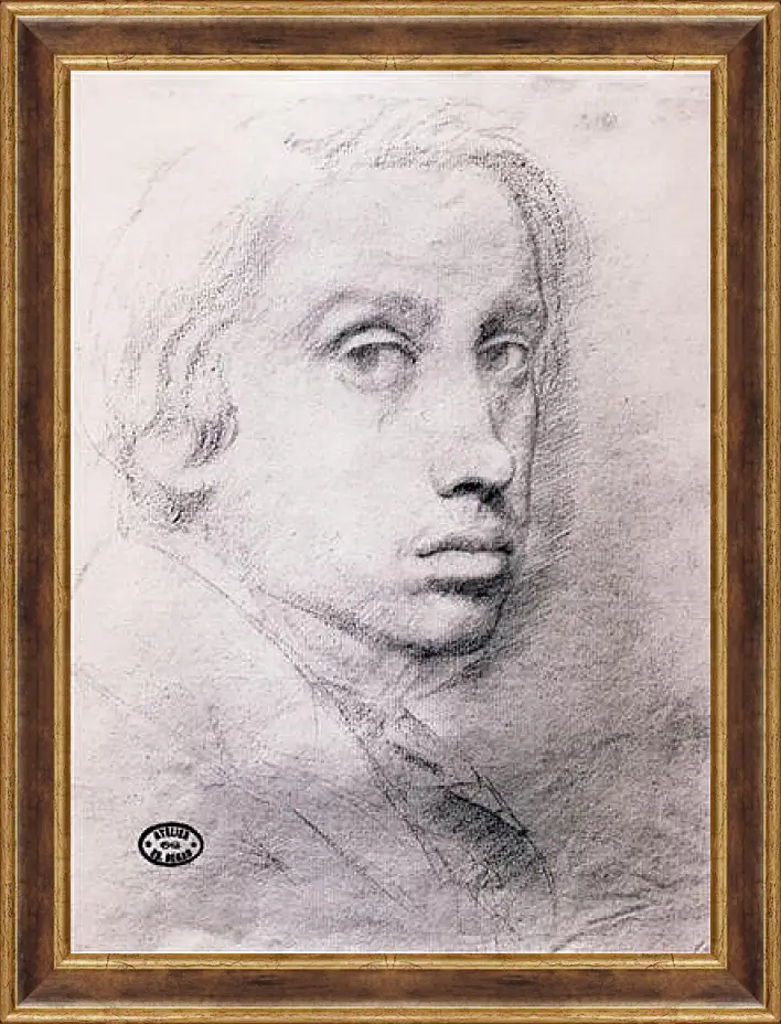 Картина в раме - Etude pour un autoportrait  Dessin Sanguine. Эдгар Дега