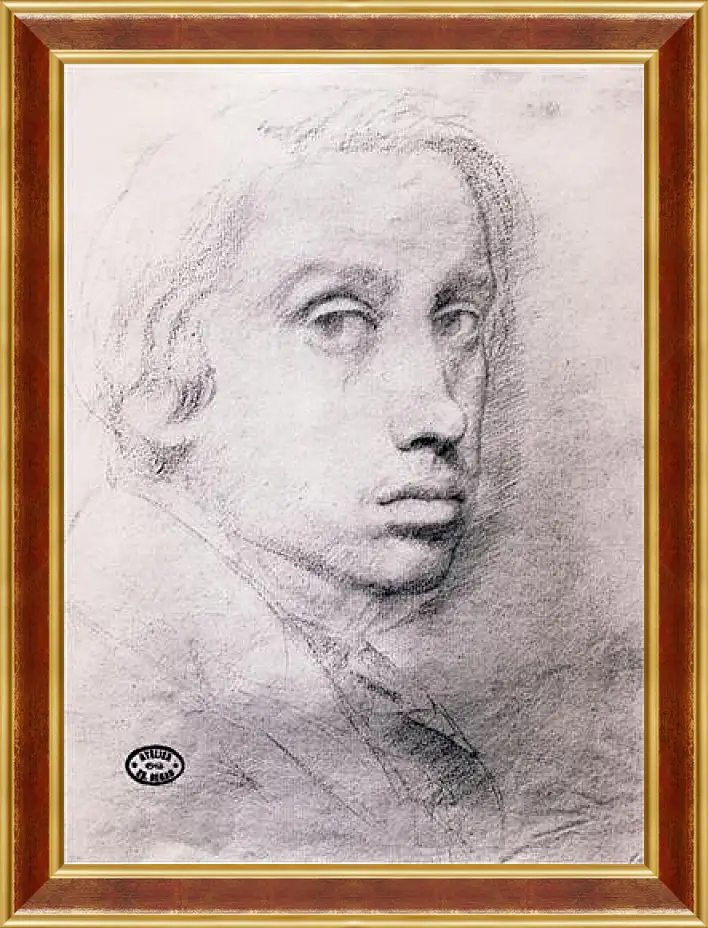 Картина в раме - Etude pour un autoportrait  Dessin Sanguine. Эдгар Дега