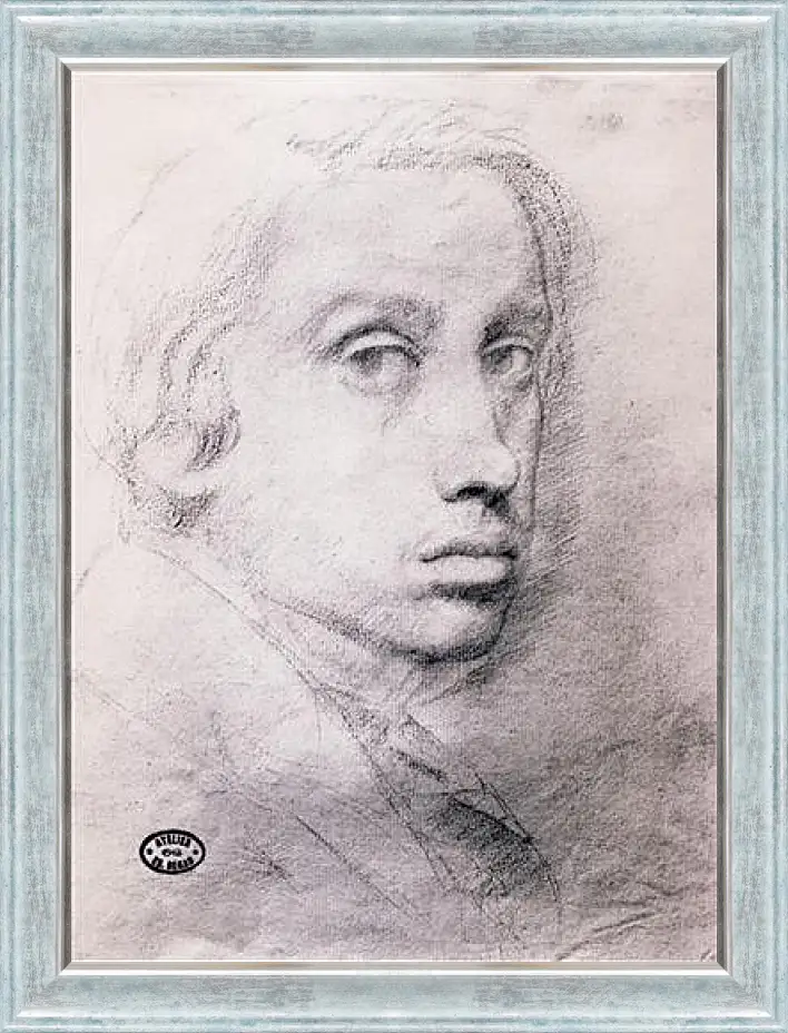 Картина в раме - Etude pour un autoportrait  Dessin Sanguine. Эдгар Дега