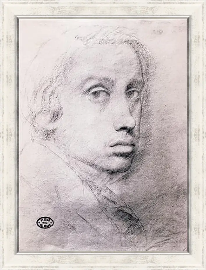 Картина в раме - Etude pour un autoportrait  Dessin Sanguine. Эдгар Дега