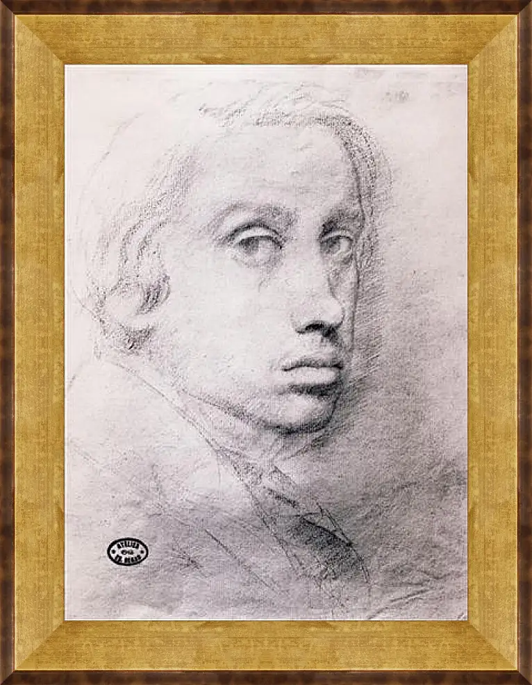 Картина в раме - Etude pour un autoportrait  Dessin Sanguine. Эдгар Дега