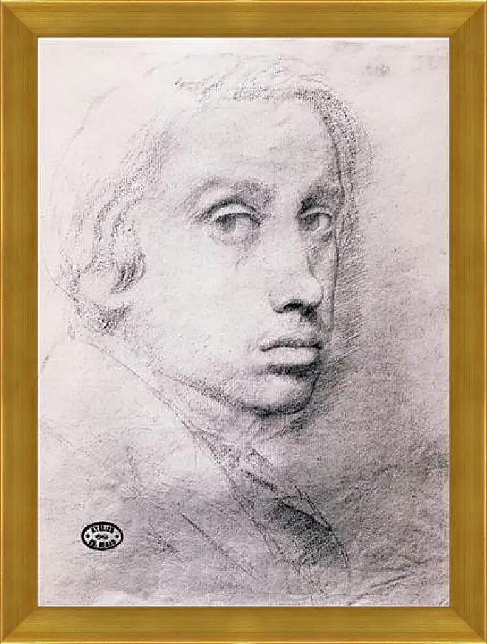 Картина в раме - Etude pour un autoportrait  Dessin Sanguine. Эдгар Дега