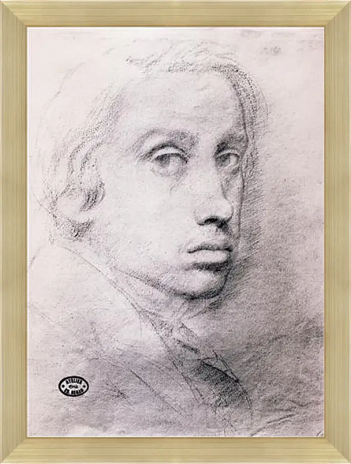 Картина в раме - Etude pour un autoportrait  Dessin Sanguine. Эдгар Дега