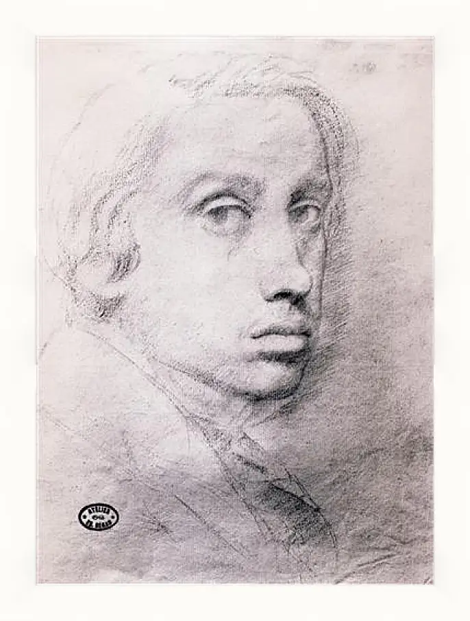 Картина в раме - Etude pour un autoportrait  Dessin Sanguine. Эдгар Дега