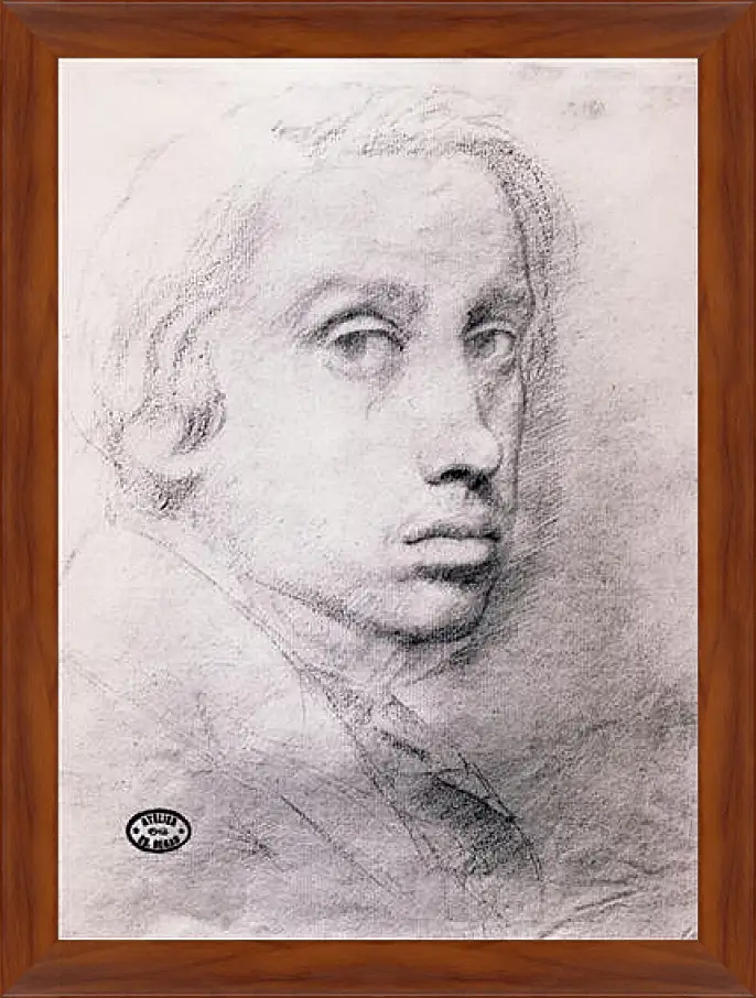 Картина в раме - Etude pour un autoportrait  Dessin Sanguine. Эдгар Дега