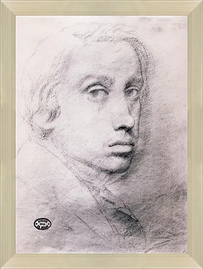 Картина в раме - Etude pour un autoportrait  Dessin Sanguine. Эдгар Дега