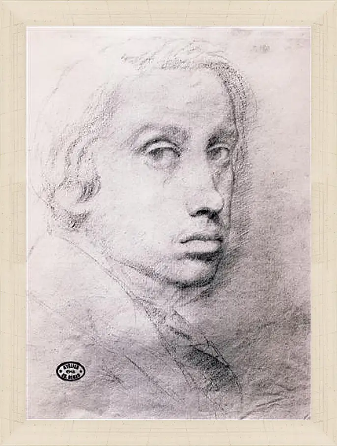 Картина в раме - Etude pour un autoportrait  Dessin Sanguine. Эдгар Дега