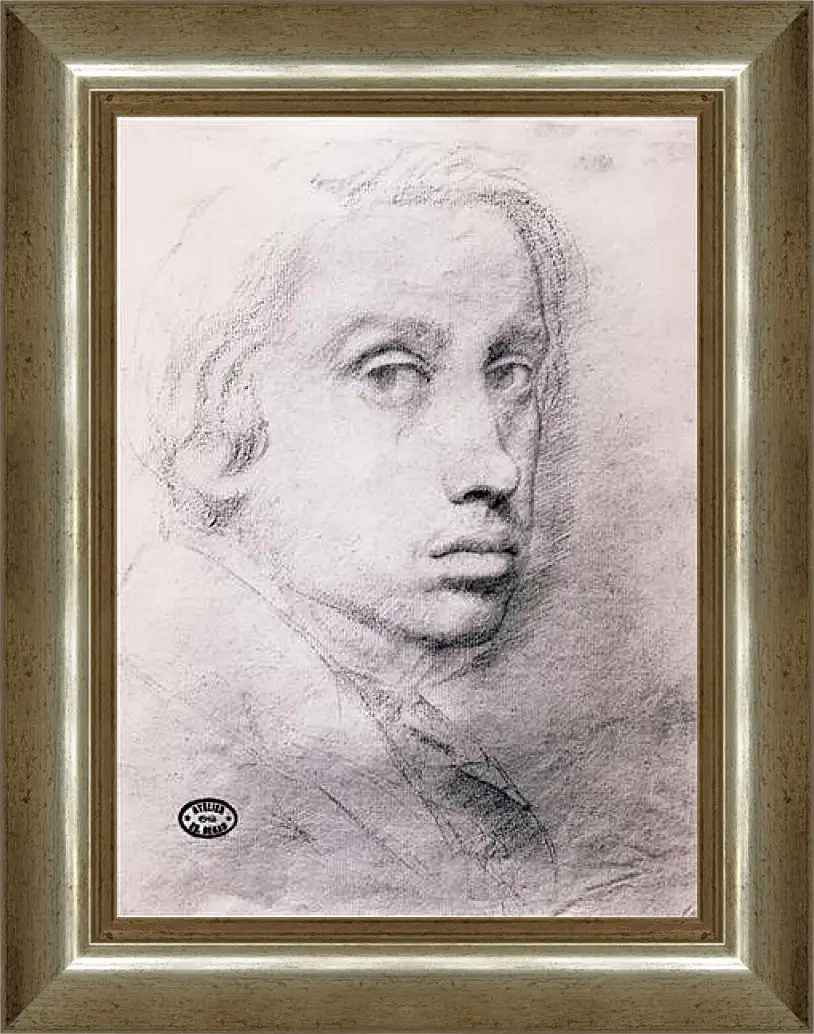 Картина в раме - Etude pour un autoportrait  Dessin Sanguine. Эдгар Дега