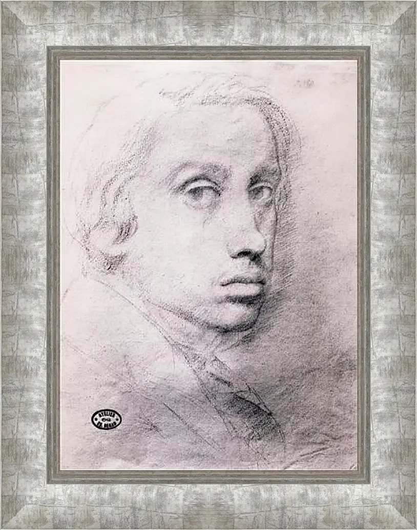 Картина в раме - Etude pour un autoportrait  Dessin Sanguine. Эдгар Дега