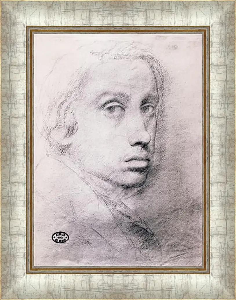 Картина в раме - Etude pour un autoportrait  Dessin Sanguine. Эдгар Дега