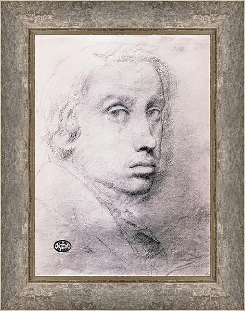 Картина в раме - Etude pour un autoportrait  Dessin Sanguine. Эдгар Дега