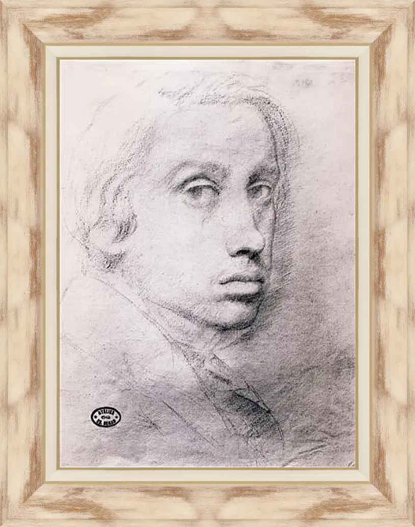 Картина в раме - Etude pour un autoportrait  Dessin Sanguine. Эдгар Дега