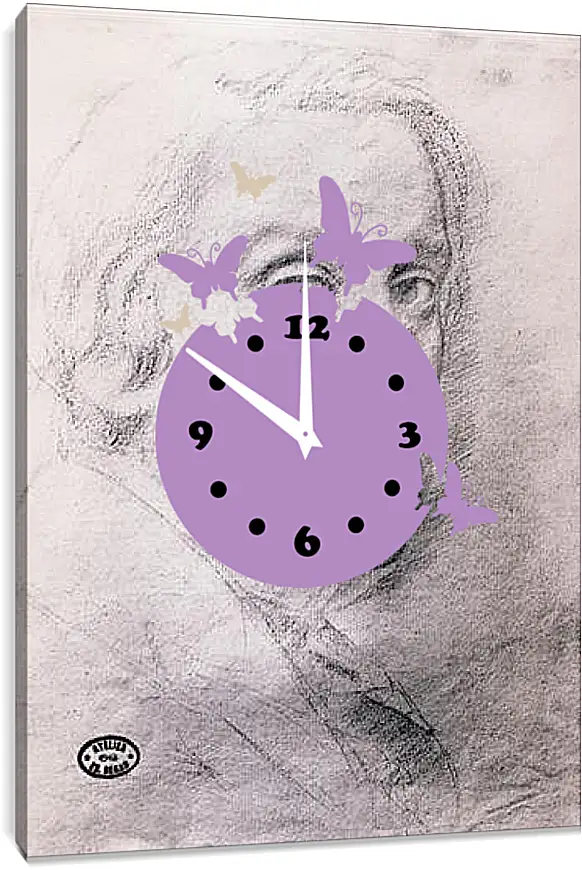 Часы картина - Etude pour un autoportrait  Dessin Sanguine. Эдгар Дега