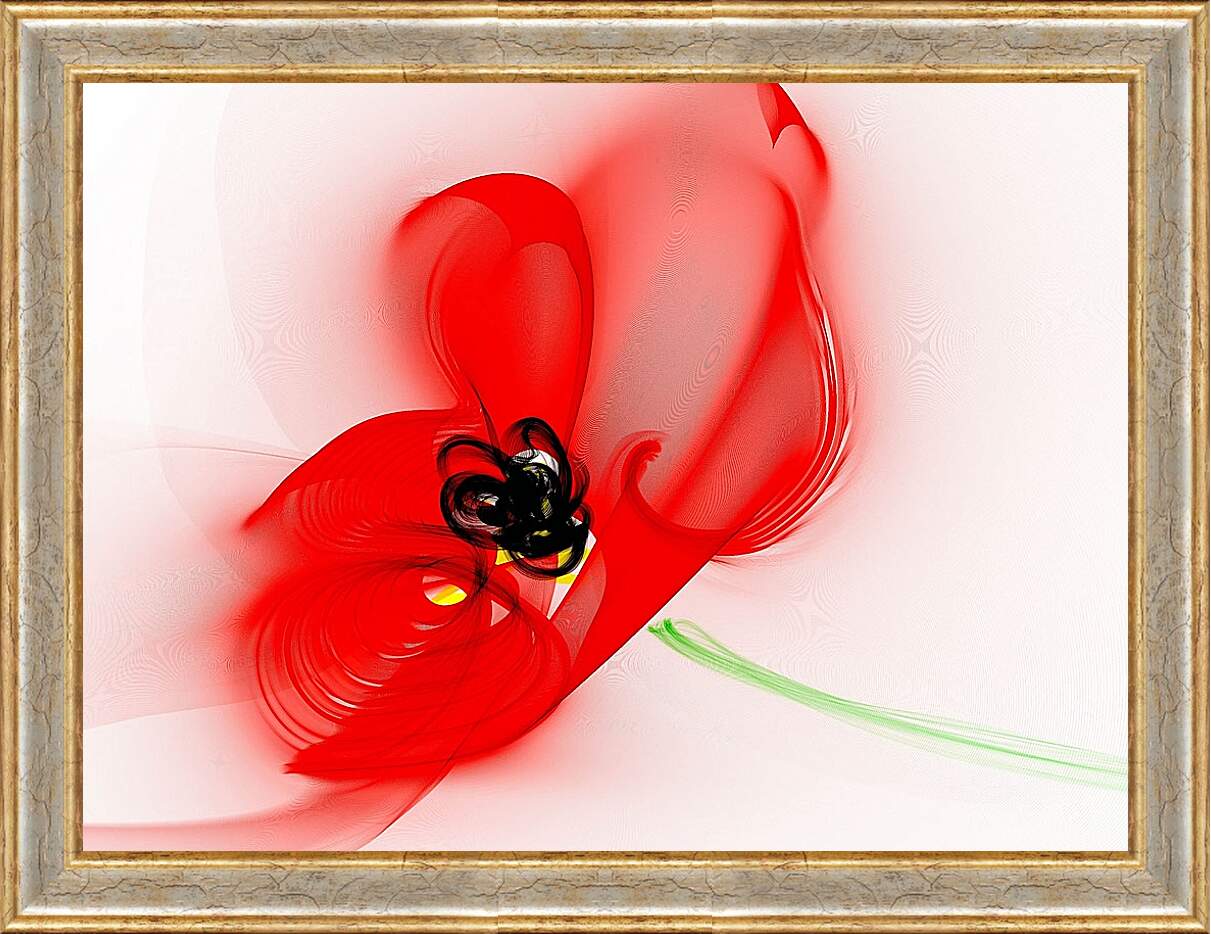 Картина в раме - Красный цветок