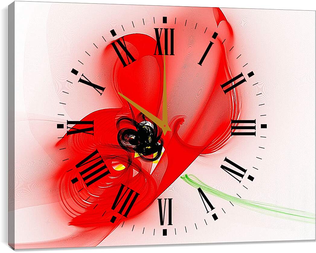 Часы картина - Красный цветок