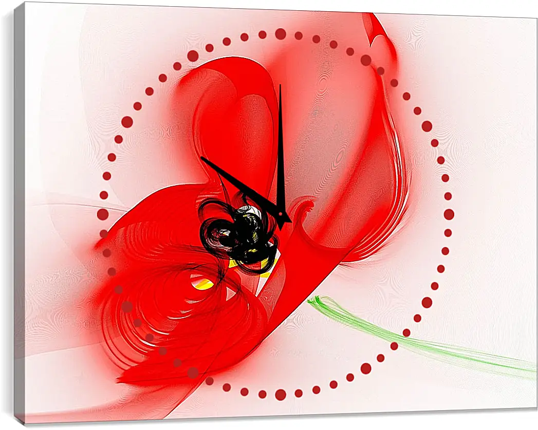 Часы картина - Красный цветок