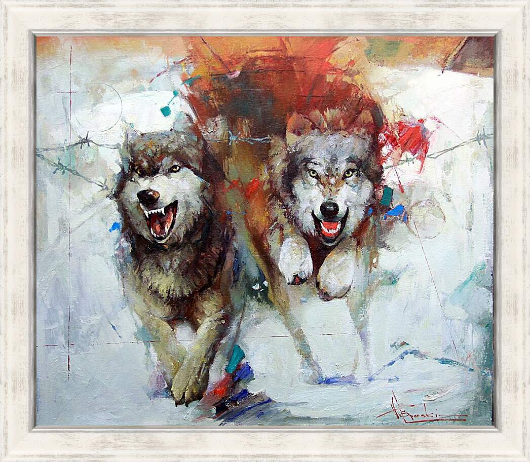 Картина в раме - Волки