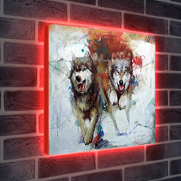 Лайтбокс световая панель - Волки