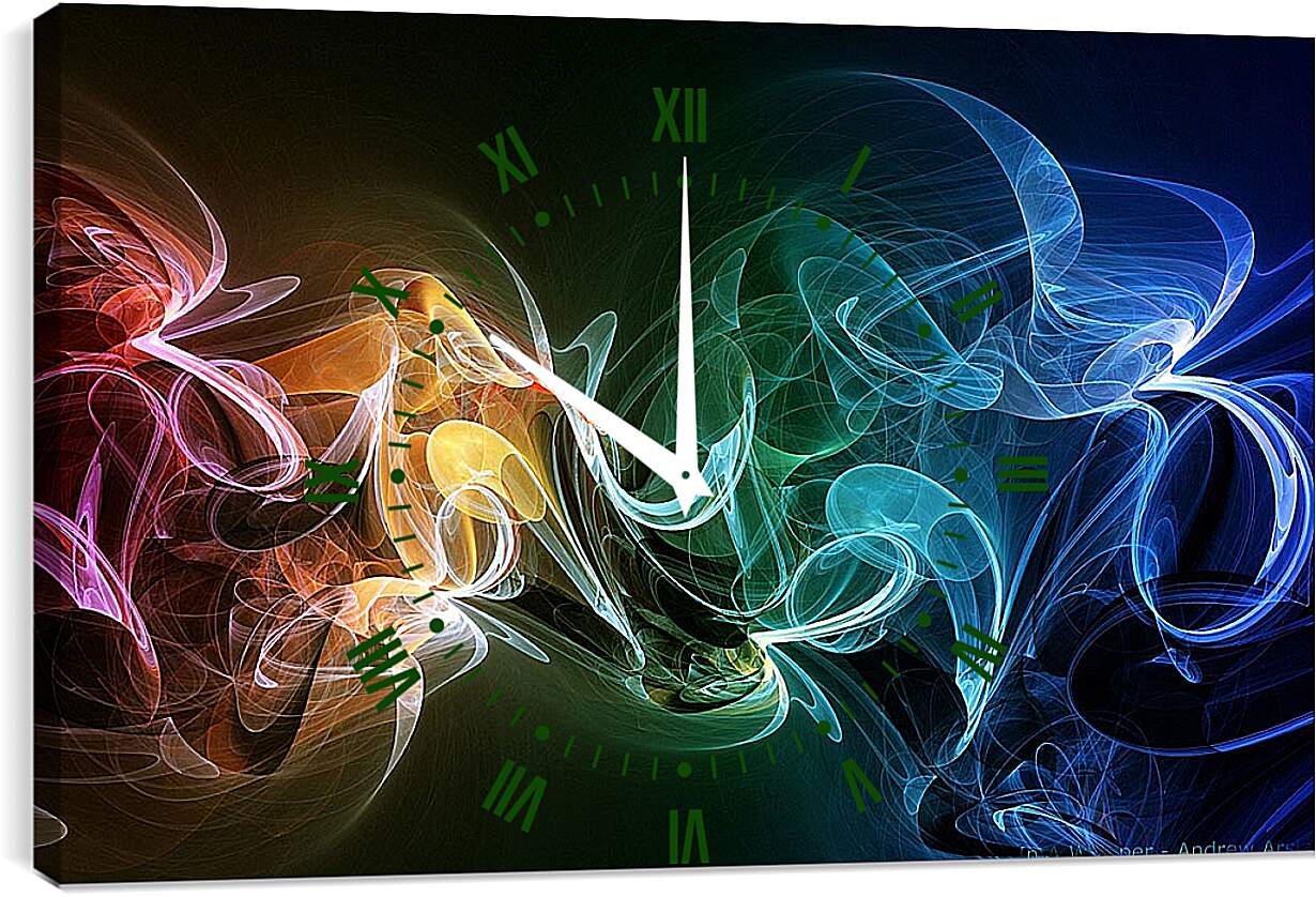 Часы картина - Разноцветный дым