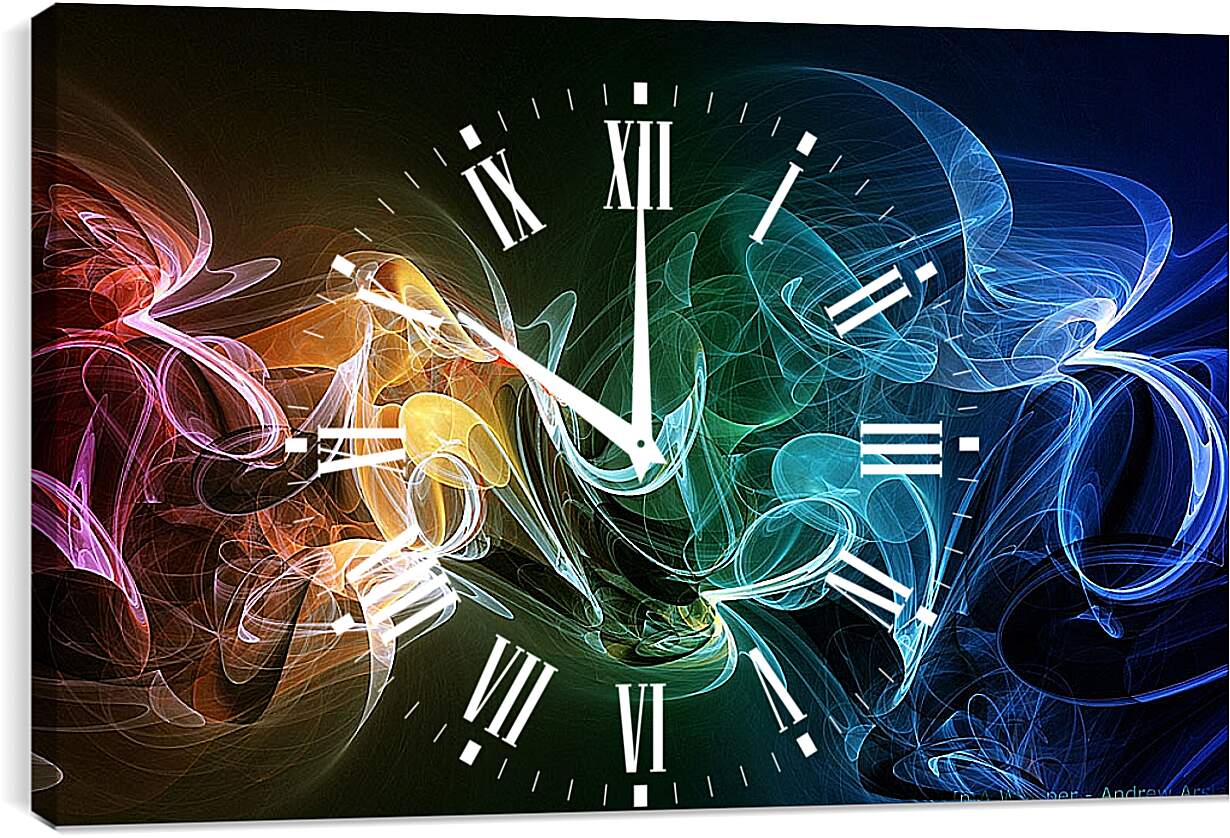 Часы картина - Разноцветный дым