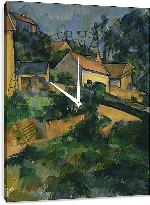 Часы картина - Turning Road at Montgeroult. Поль Сезанн