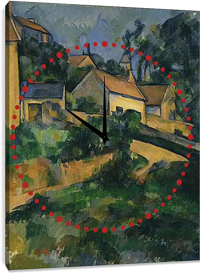 Часы картина - Turning Road at Montgeroult. Поль Сезанн