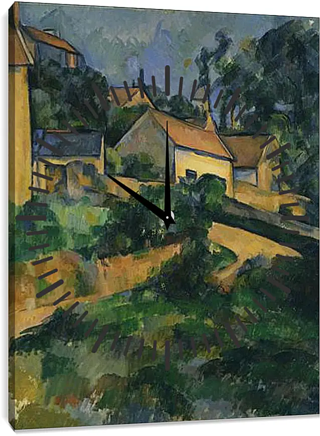 Часы картина - Turning Road at Montgeroult. Поль Сезанн