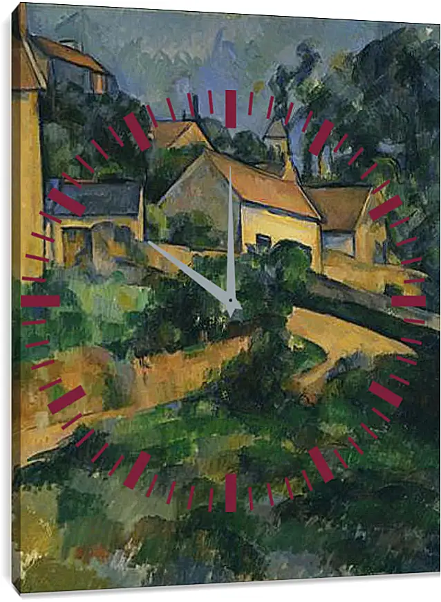 Часы картина - Turning Road at Montgeroult. Поль Сезанн