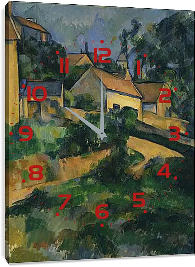 Часы картина - Turning Road at Montgeroult. Поль Сезанн