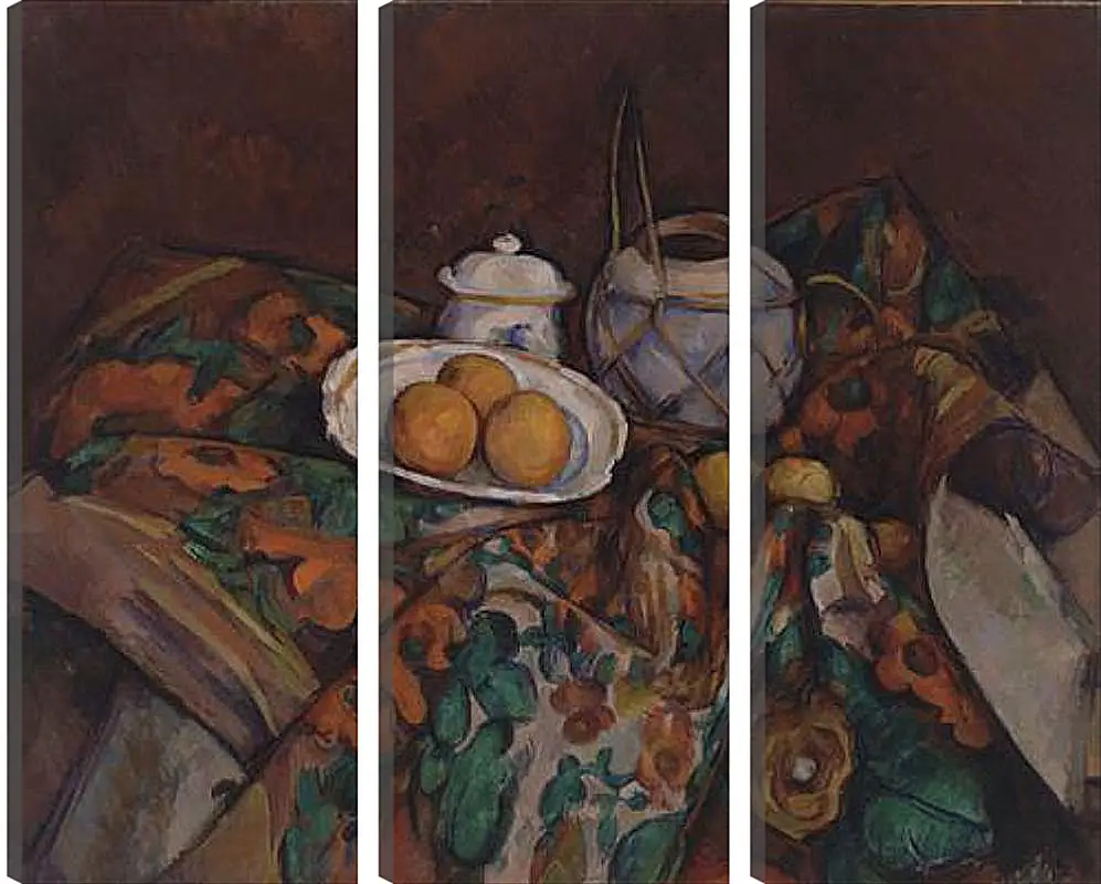 Модульная картина - Still Life with Ginger Jar, Sugar Bowl, and Oranges. Поль Сезанн