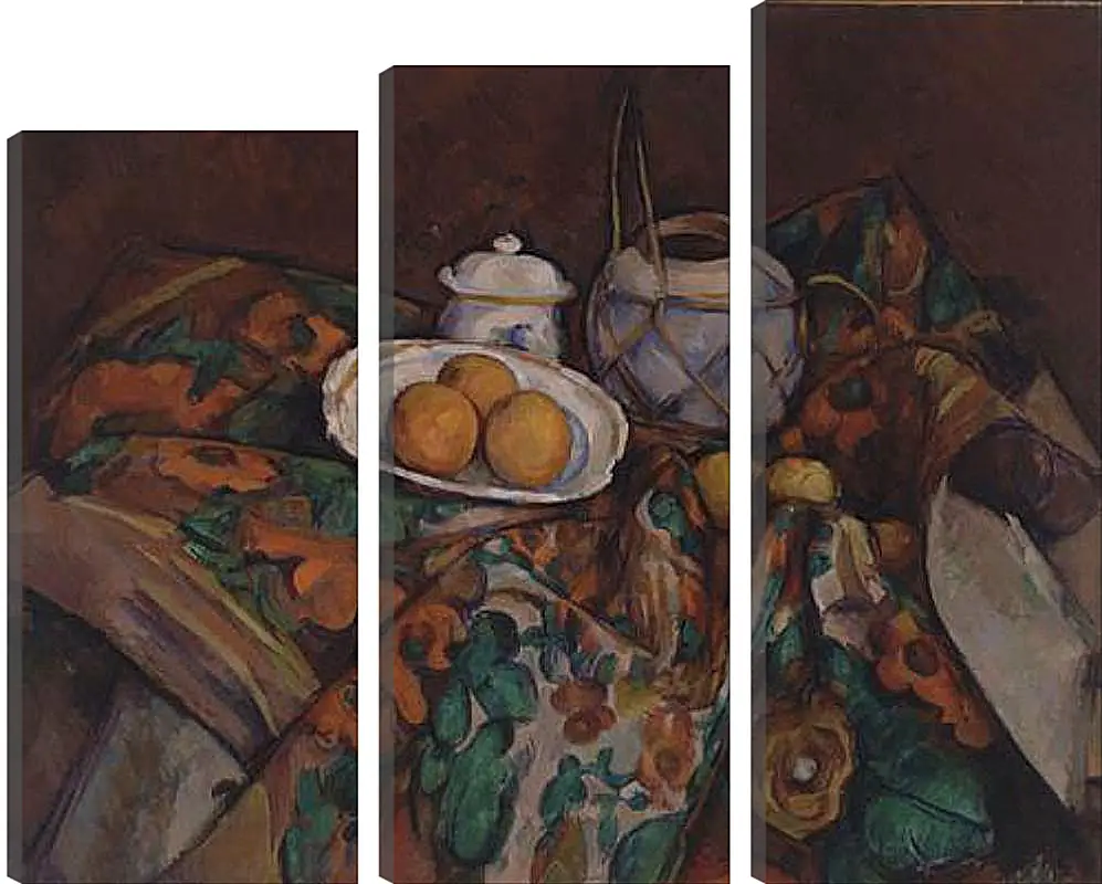 Модульная картина - Still Life with Ginger Jar, Sugar Bowl, and Oranges. Поль Сезанн