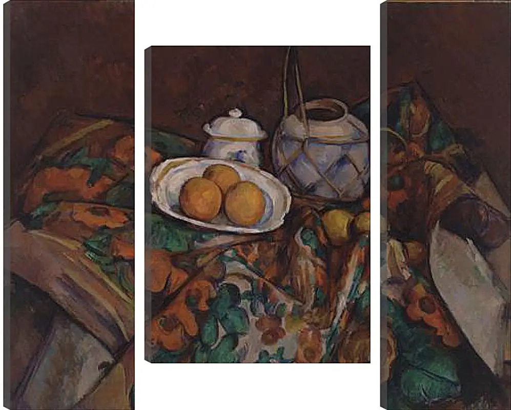 Модульная картина - Still Life with Ginger Jar, Sugar Bowl, and Oranges. Поль Сезанн