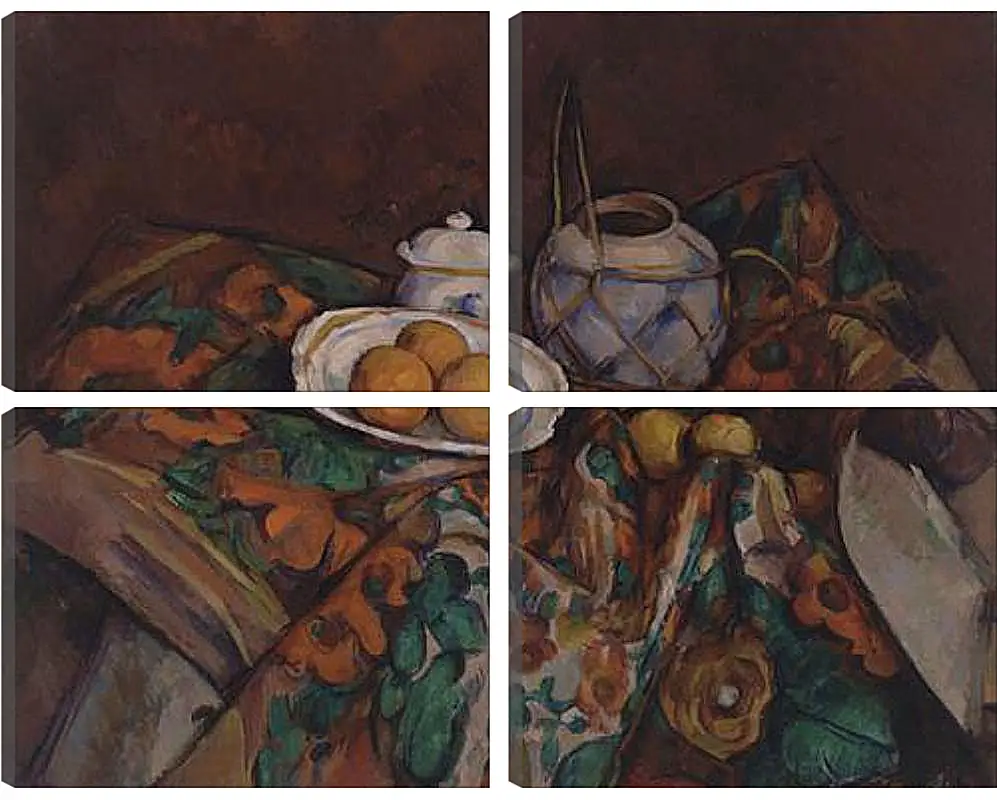 Модульная картина - Still Life with Ginger Jar, Sugar Bowl, and Oranges. Поль Сезанн