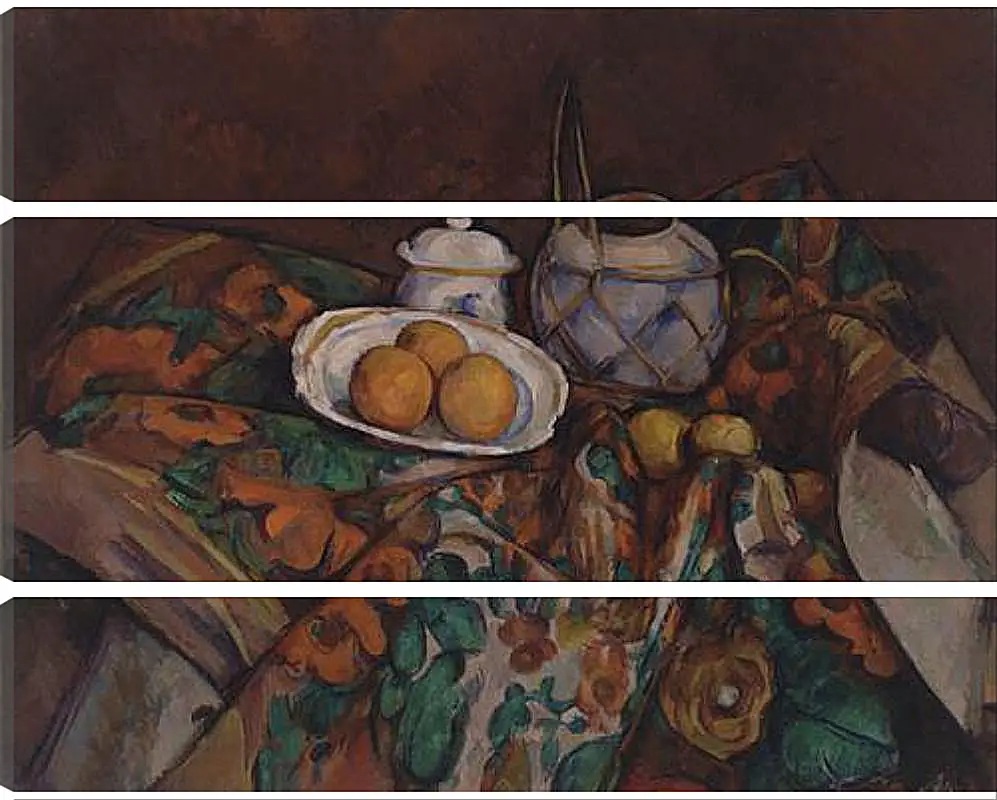 Модульная картина - Still Life with Ginger Jar, Sugar Bowl, and Oranges. Поль Сезанн