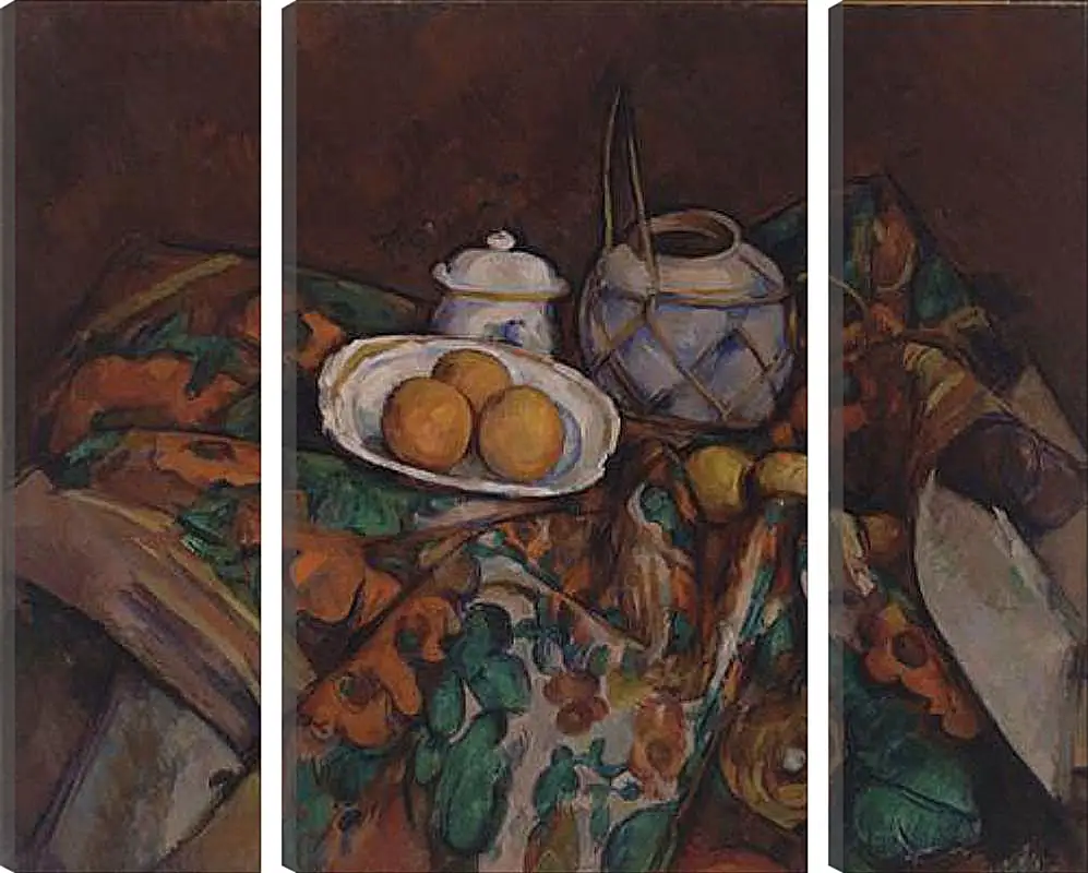 Модульная картина - Still Life with Ginger Jar, Sugar Bowl, and Oranges. Поль Сезанн