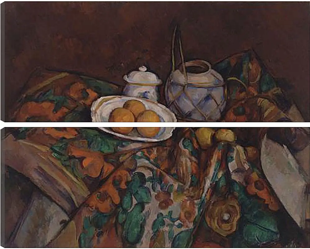 Модульная картина - Still Life with Ginger Jar, Sugar Bowl, and Oranges. Поль Сезанн