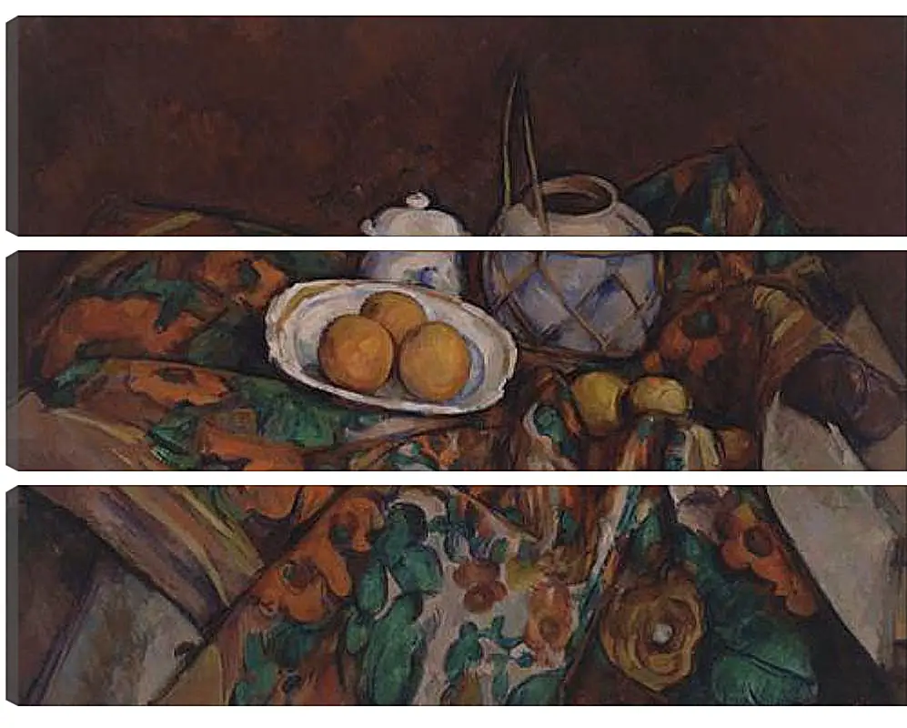 Модульная картина - Still Life with Ginger Jar, Sugar Bowl, and Oranges. Поль Сезанн