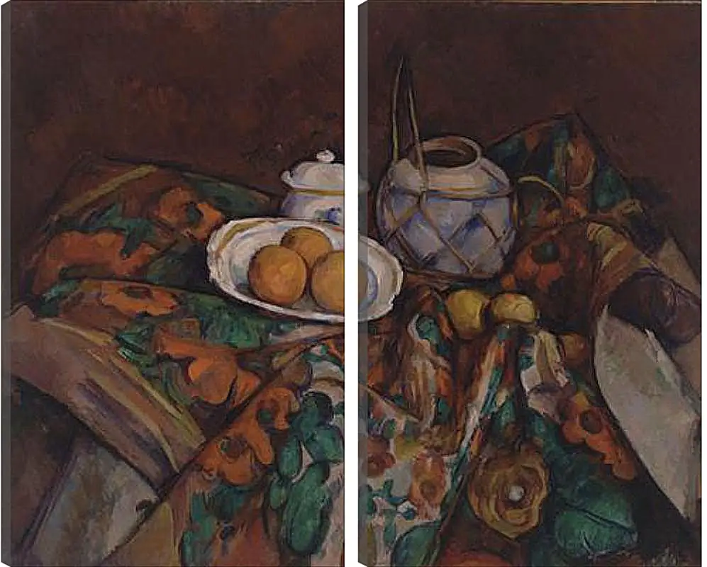 Модульная картина - Still Life with Ginger Jar, Sugar Bowl, and Oranges. Поль Сезанн