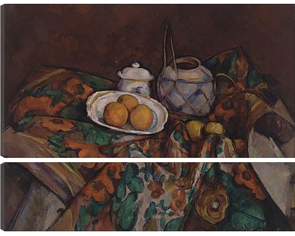 Модульная картина - Still Life with Ginger Jar, Sugar Bowl, and Oranges. Поль Сезанн