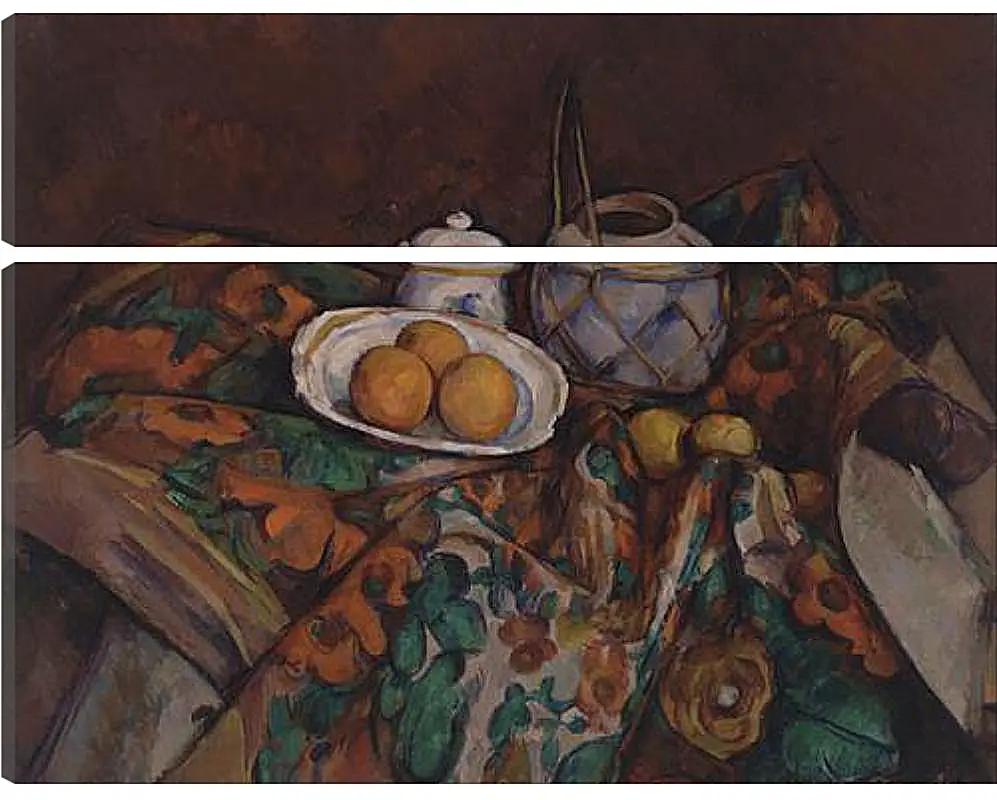 Модульная картина - Still Life with Ginger Jar, Sugar Bowl, and Oranges. Поль Сезанн