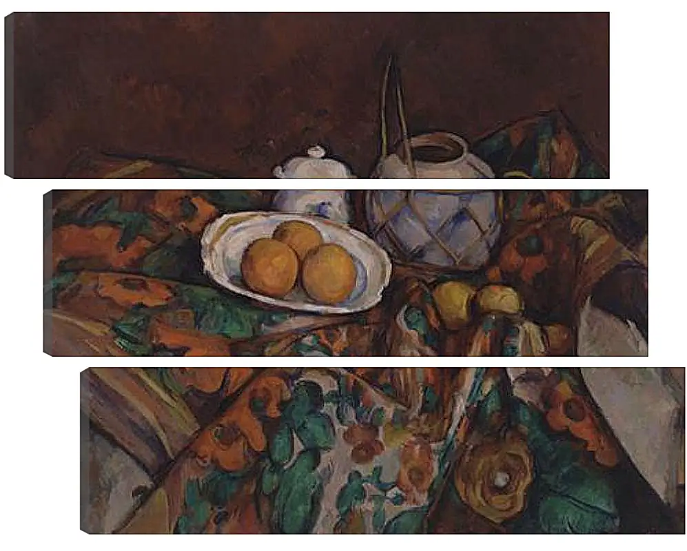 Модульная картина - Still Life with Ginger Jar, Sugar Bowl, and Oranges. Поль Сезанн