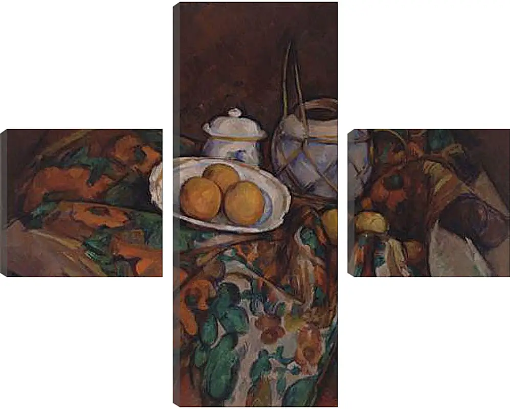 Модульная картина - Still Life with Ginger Jar, Sugar Bowl, and Oranges. Поль Сезанн