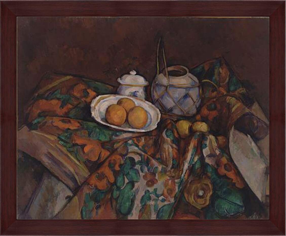 Картина в раме - Still Life with Ginger Jar, Sugar Bowl, and Oranges. Поль Сезанн