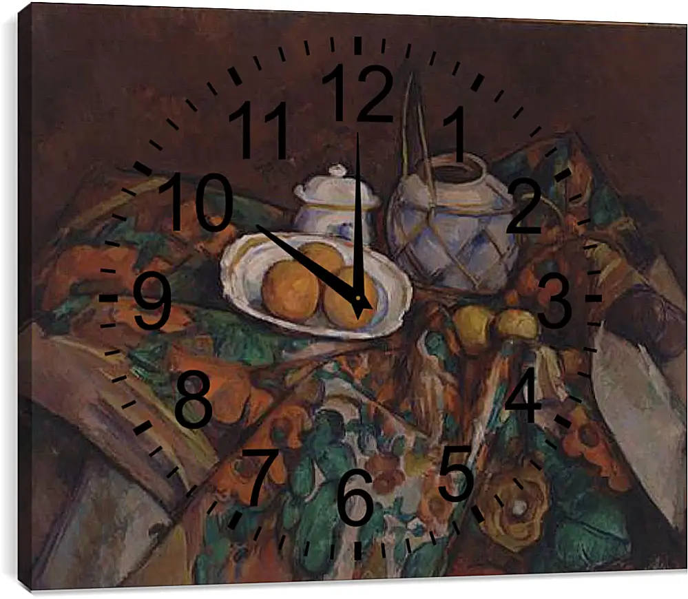 Часы картина - Still Life with Ginger Jar, Sugar Bowl, and Oranges. Поль Сезанн