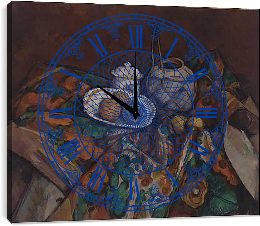 Часы картина - Still Life with Ginger Jar, Sugar Bowl, and Oranges. Поль Сезанн