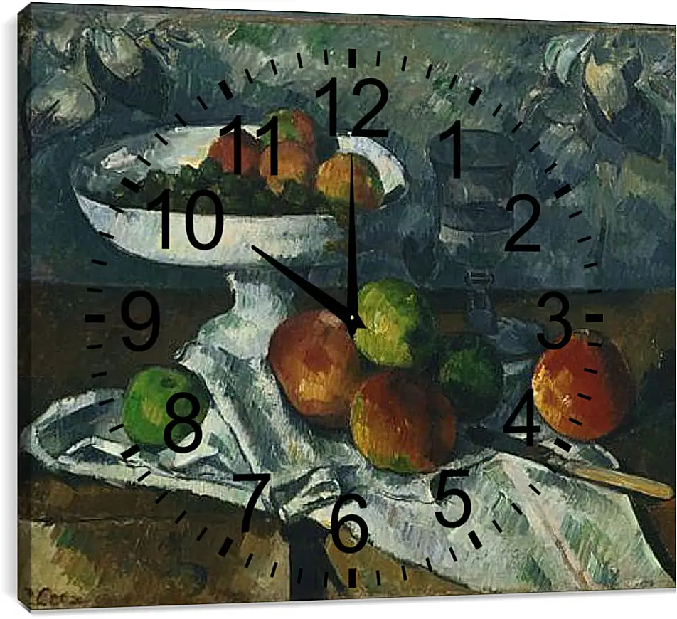 Часы картина - Still Life with Fruit Dish. Поль Сезанн