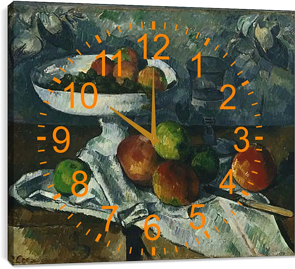 Часы картина - Still Life with Fruit Dish. Поль Сезанн
