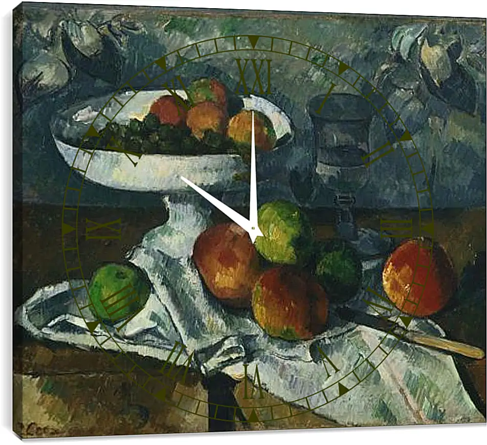 Часы картина - Still Life with Fruit Dish. Поль Сезанн